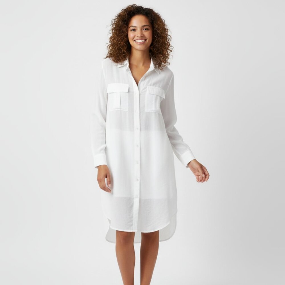 Aritzia WF Shirt Dress Off White Tunic Neutral Boho peasant cottage minimalist
